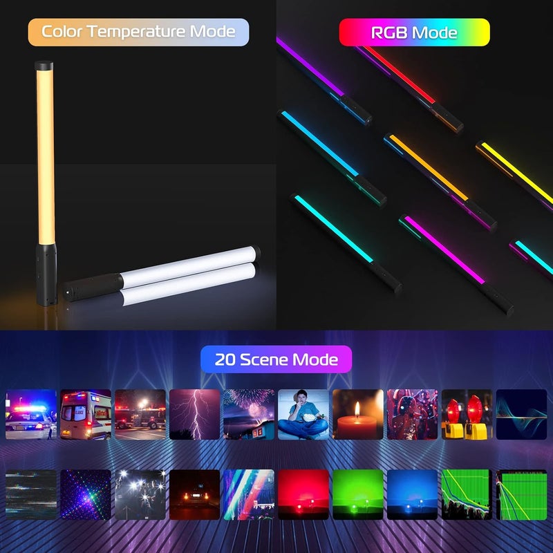 VIJIM Ulanzi VL119 RGB LED Light Wand, 360°RGB Video Wand Stick for Photography, 2600mAh Built-in Rechargable Cube Light， 2500-9000K Dimmable Camera Light w LCD - Image 4